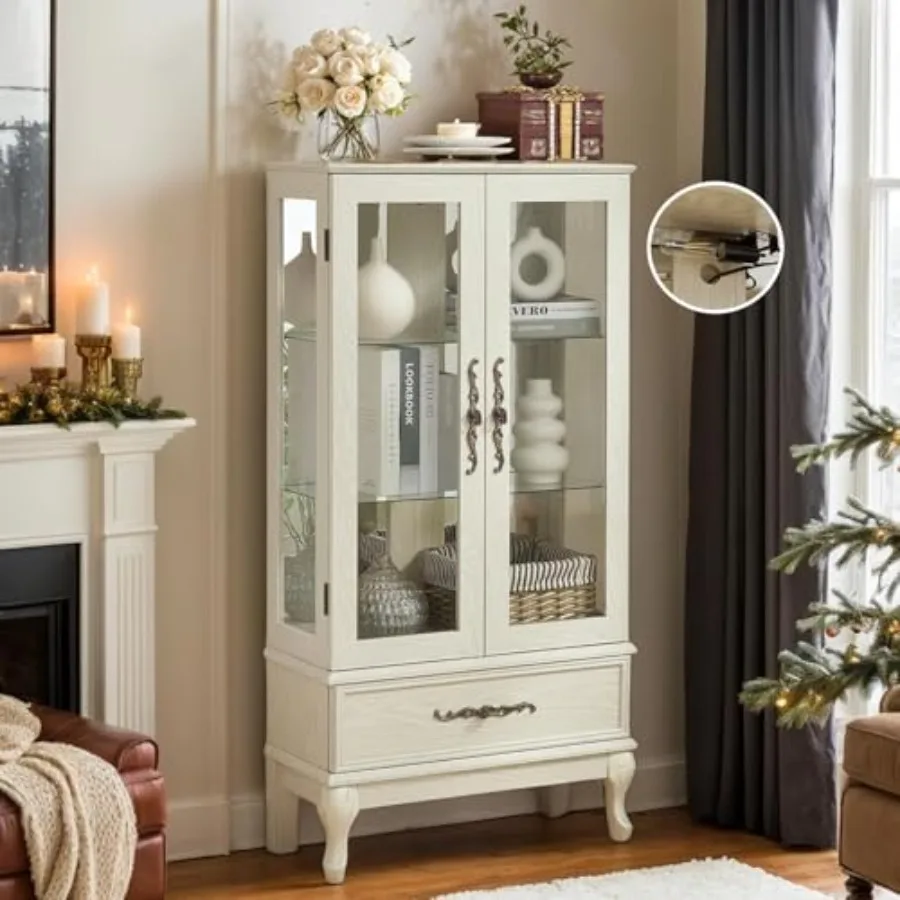 Display Case Acrylic - Oturma odası vitrini: antika görünümlü ahşap
